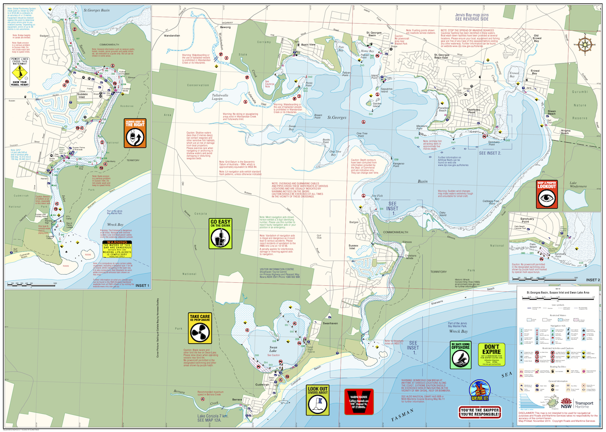 Boating regulations and zones for Sussex Inlet, Swan Lake, and St Georges Basin NSW