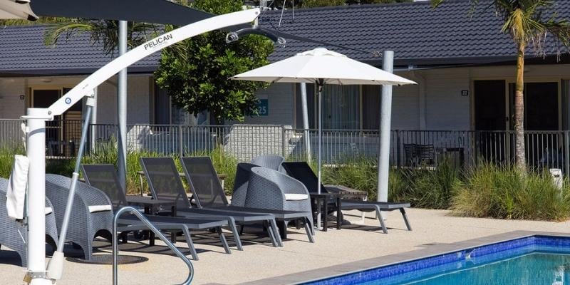 Story-based intervention - My Holiday at Seaside Holiday Resort in Fingal Bay  -  Accessible chair lift into main heated pool