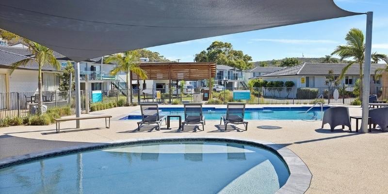 Story-based intervention - My Holiday at Seaside Holiday Resort in Fingal Bay  -  Toddler pool and heated adult sized pool