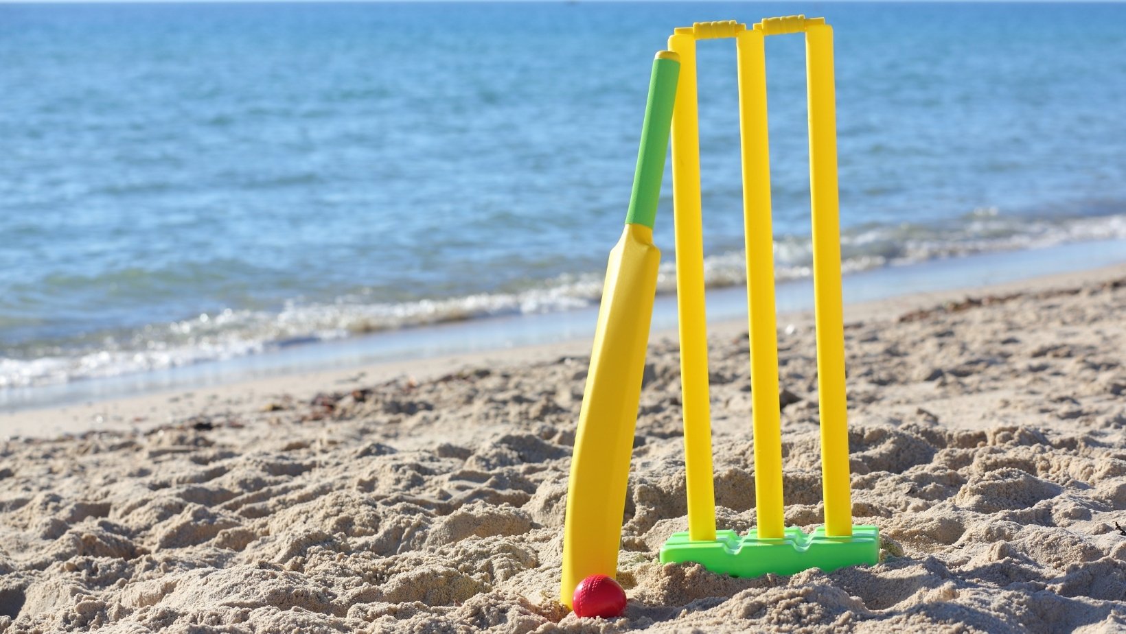 Backyard cricket on the beach, New South Wales, Australia