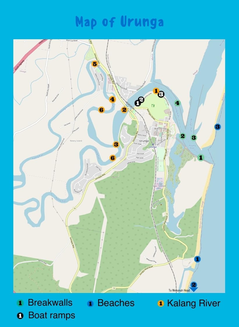 Map of Fishing Spots in Urunga NSW
