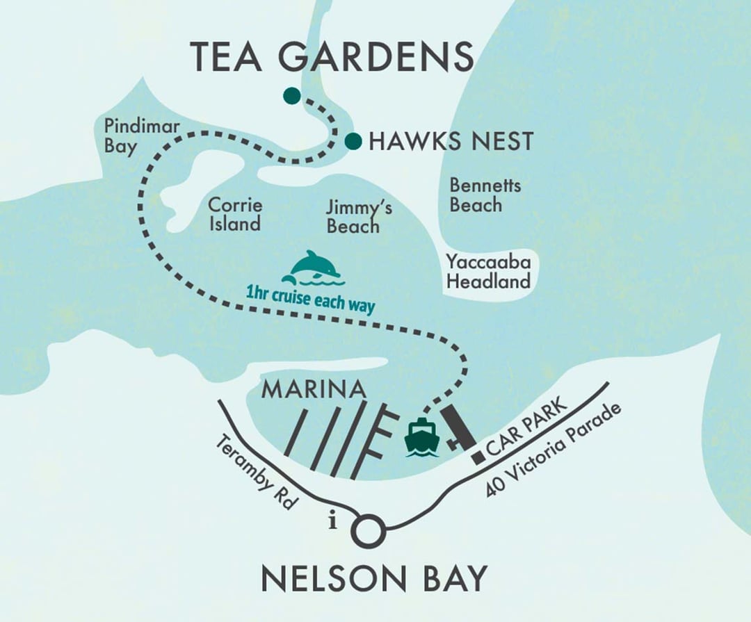 Nelson Bay to Tea Gardens map