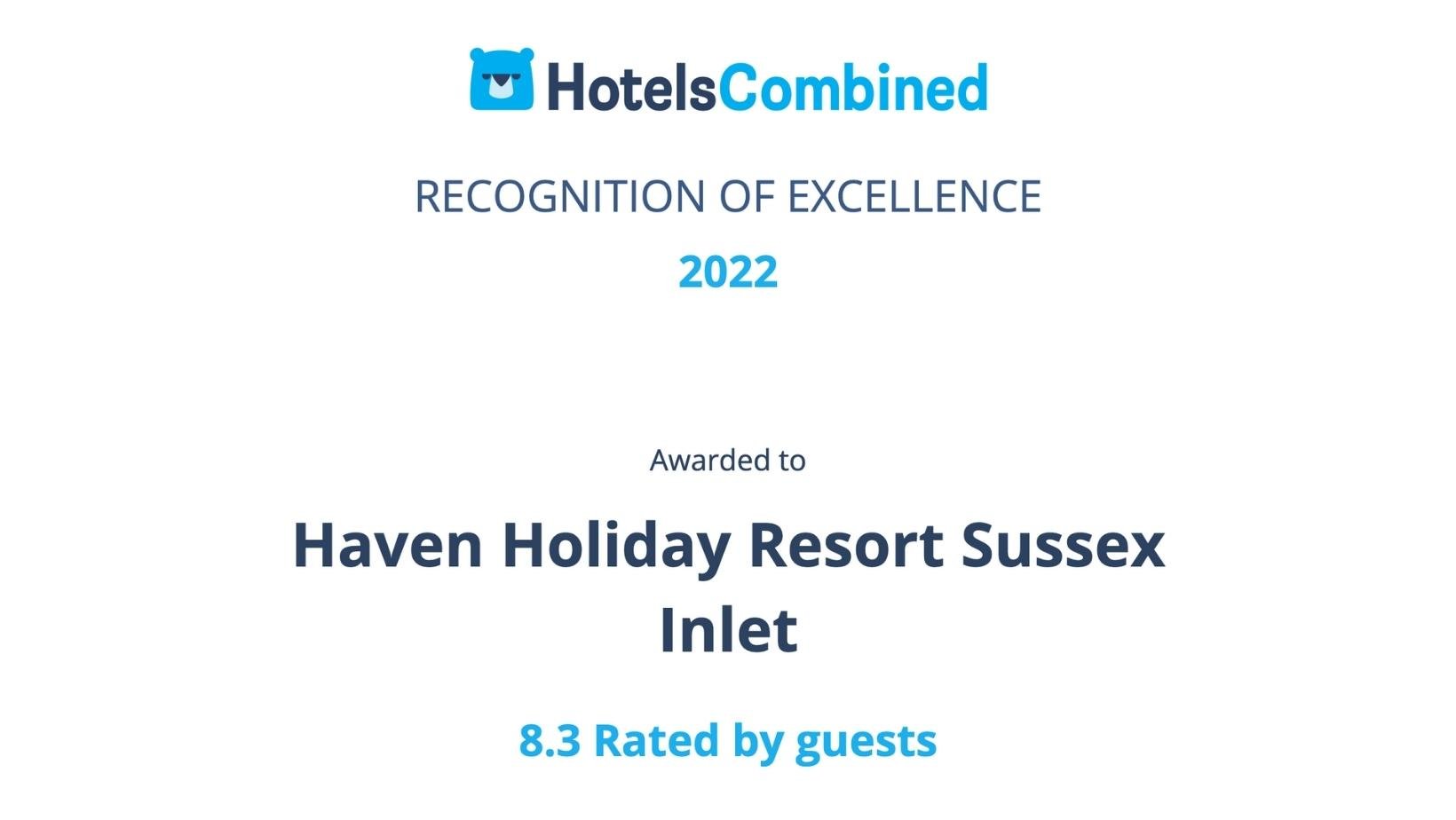 Haven Holiday Resort in Sussex Inlet on the NSW South Coast earns a Recognition of Excellence Award 2022 from HotelsCombined for their high review ratings.